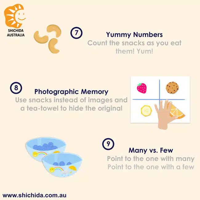 Illustration of sensory play ideas using snacks as a learning tool for kids