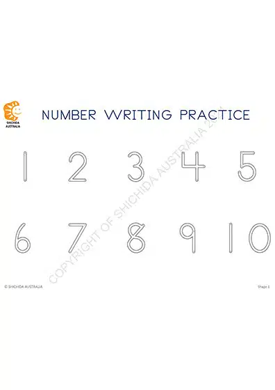 Number Writing Practice Sheet Shichida