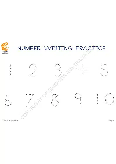 Writing sheets numbers stage 3