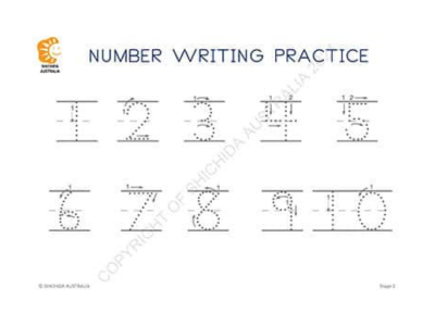 Shichida number writing worksheet 2