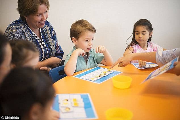 Kids playing a memory game