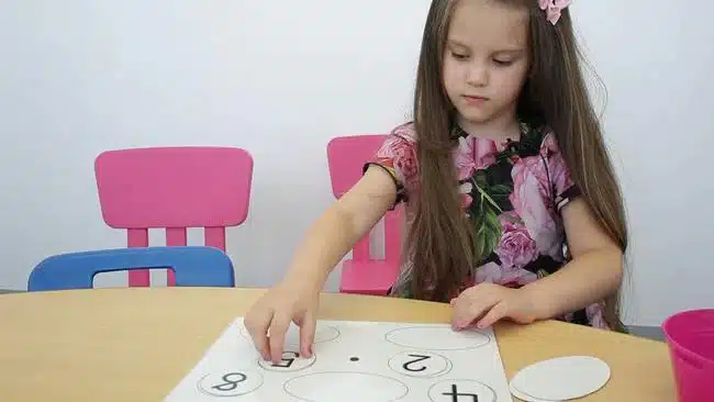 Girl doing a brain training activity