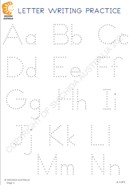 Alphabet Writing Worksheet 3 - Shichida Australia