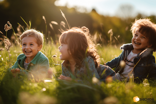 Nurturing empathy for positive relationships, happy kids in nature
