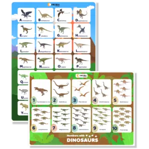 Dinosaur posters for learning alphabet and numbers