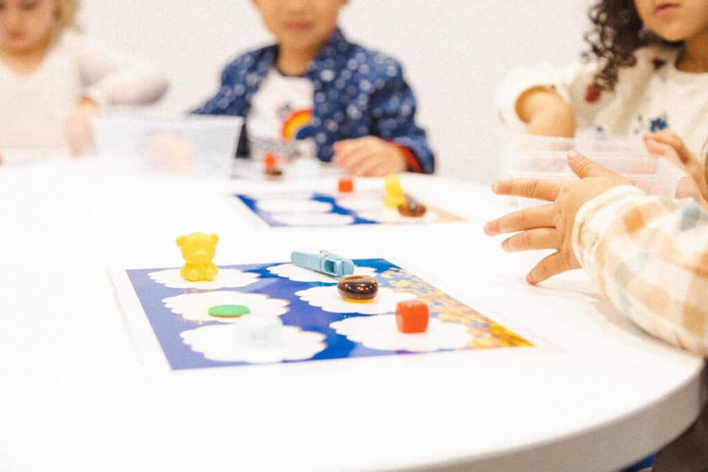 Children playing a fun memory game in a Shichida class