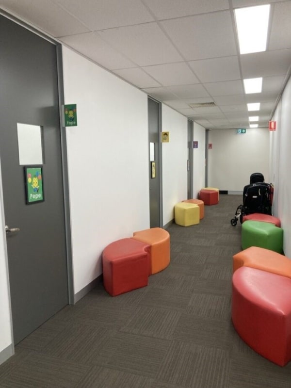 Shichida Parramatta Centre Hallway with colourful ottomans