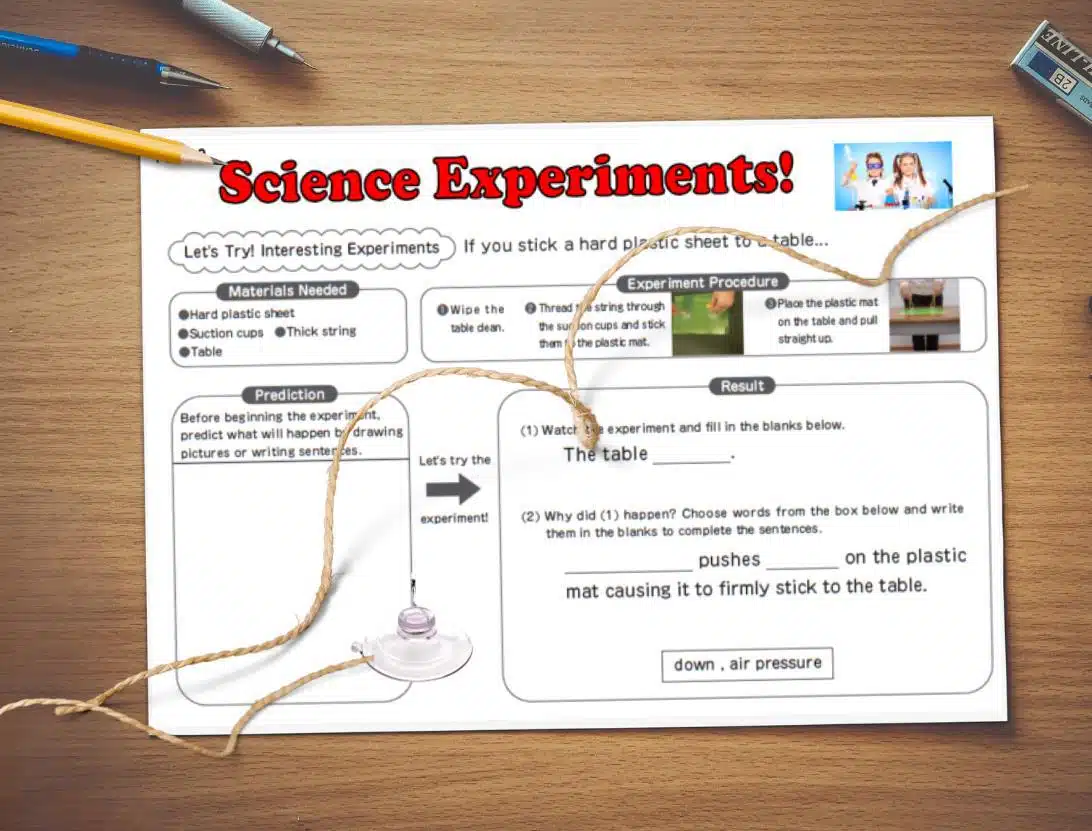 Science Experiments for kids activity sheet - this is a popular activity that primary school kids do at Shichida Australia