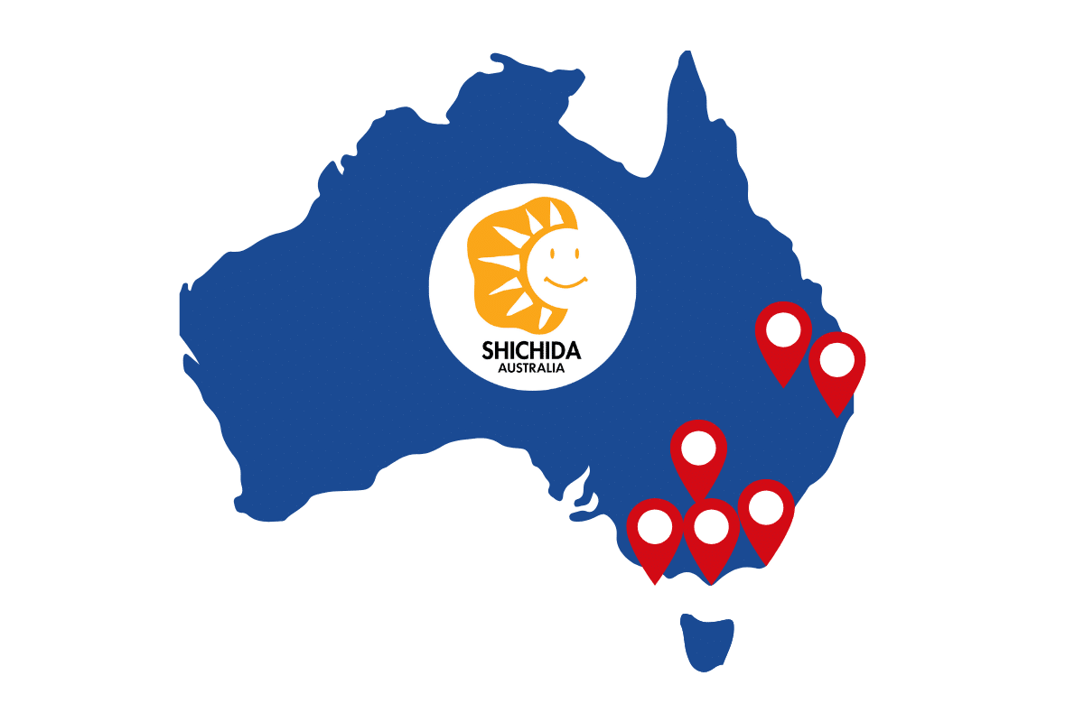 Map showing six Shichida Early Learning Australia Locations