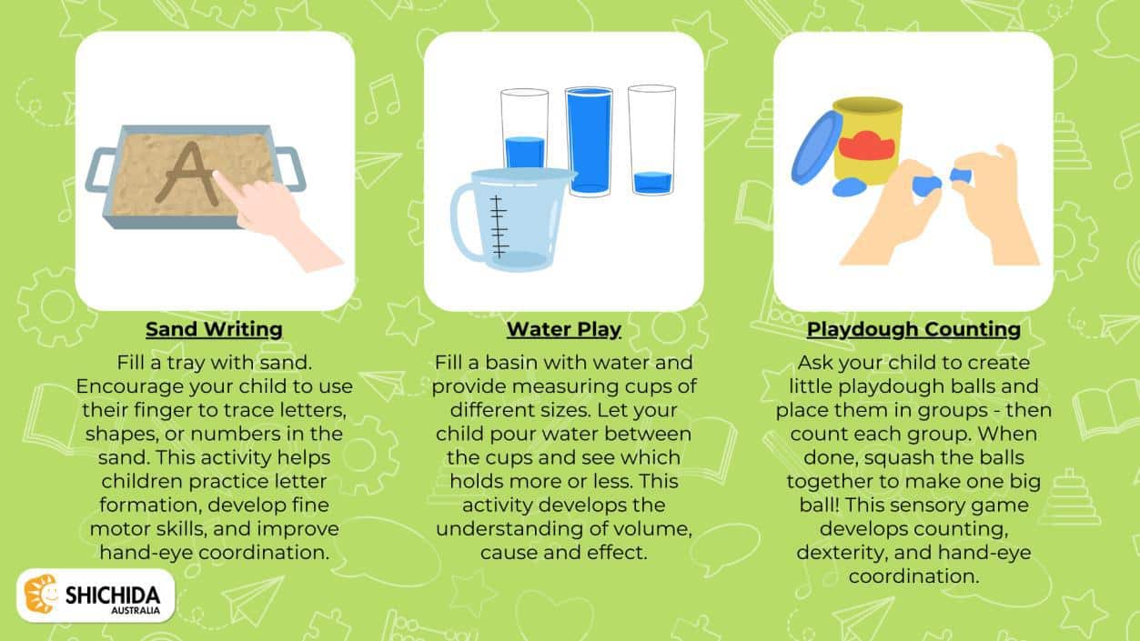 Mindful Parenting for kids tips and ideas for games, illustrated by three images