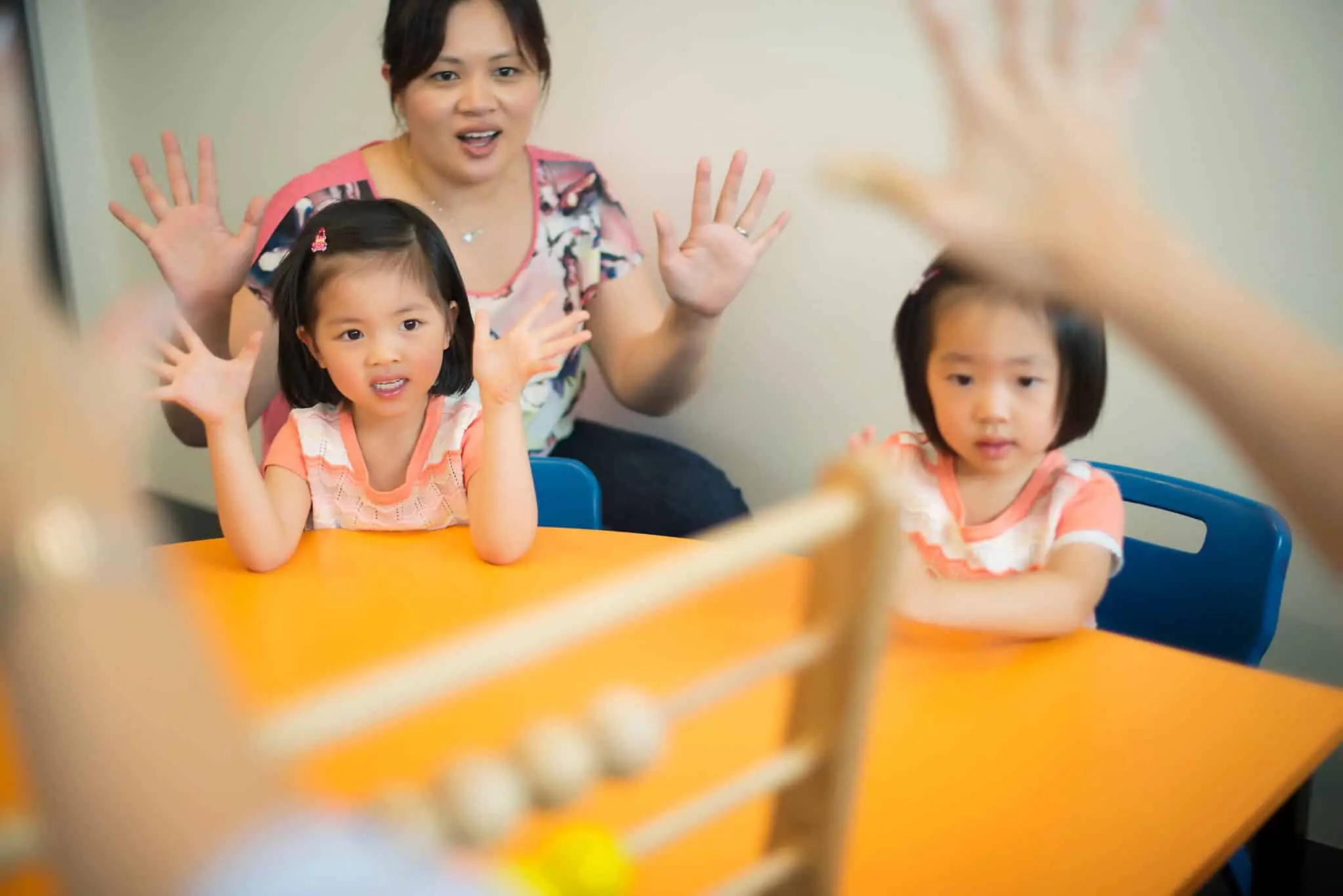 Learn together at Shichida - mum and two girls in a Shichida class