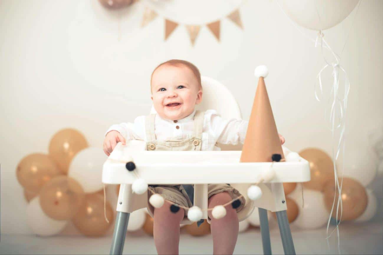 Baby in crib smilling