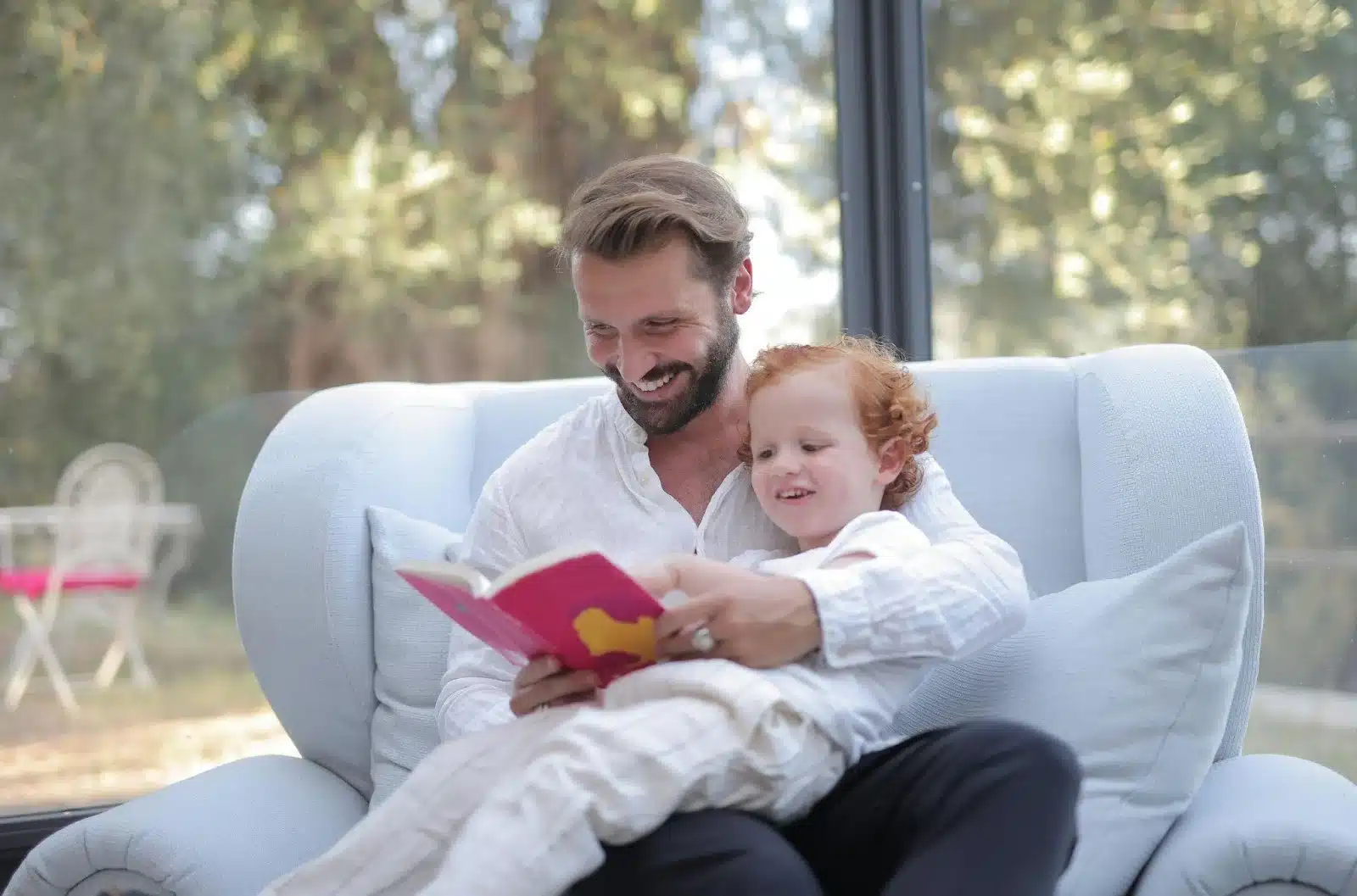 father and child reading