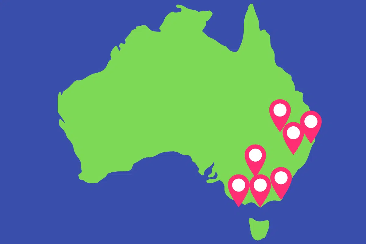 map of 7 early learning centres Shichida Australia