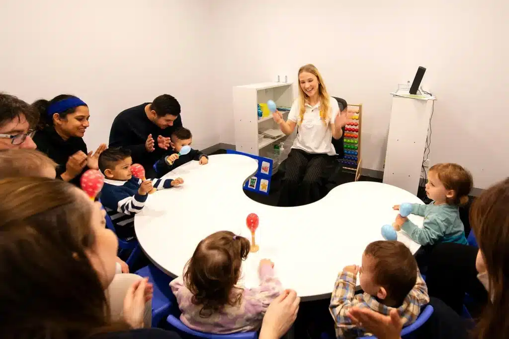 Image by Shichida Australia: Toddlers learning through song, rhythm and hands-on instrument play during a Shichida class.