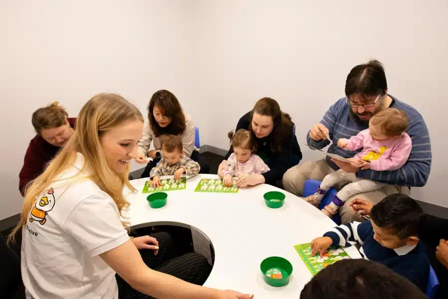 Early learning program Parents and preschoolers in a guided Shichida class activity