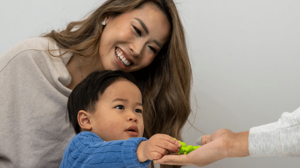 Charles Ho with his mum at a Shichida early years class. Picture Tony Gough, for Learning Begins Long Before School