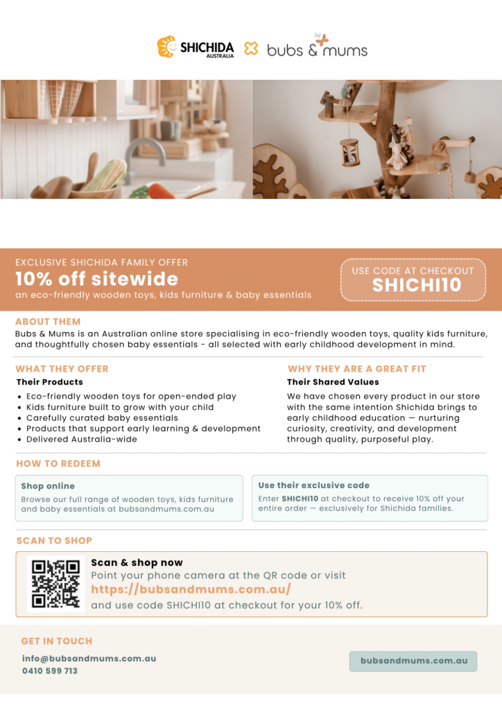 partnership poster for bubs and mums and Shichida